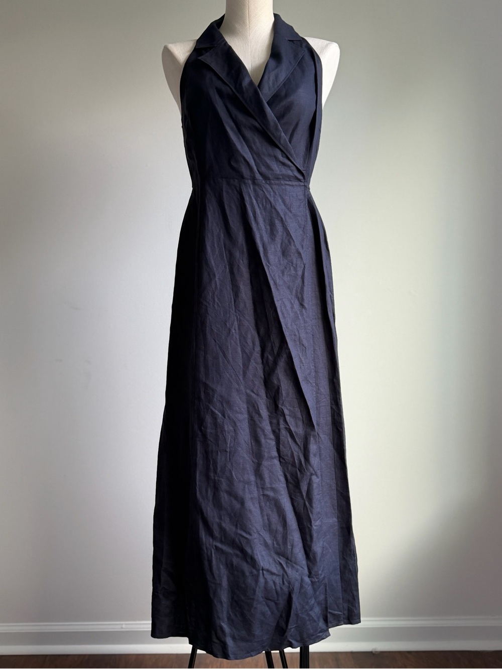 Halter Wrap Maxi Dress in Navy
